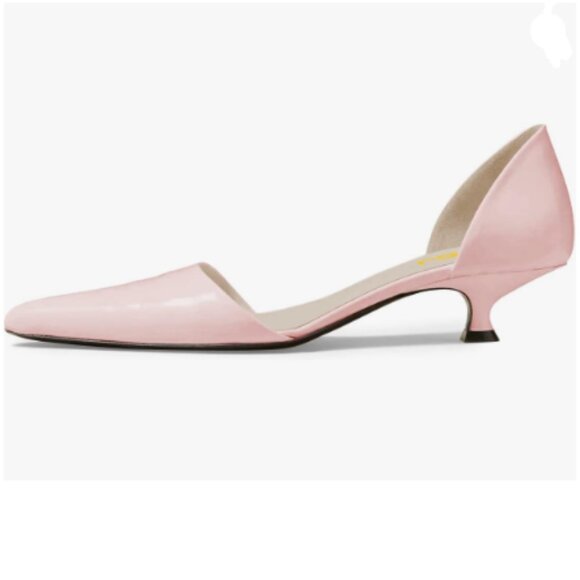 FSJ Pink Pointed Toe Kitten Heel Pump D'Orsay Slip On Comfort Ladies Office Shoe - Picture 1 of 8